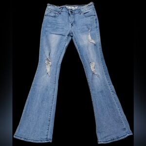 Pastels Light Blue Distressed Flare Jeans